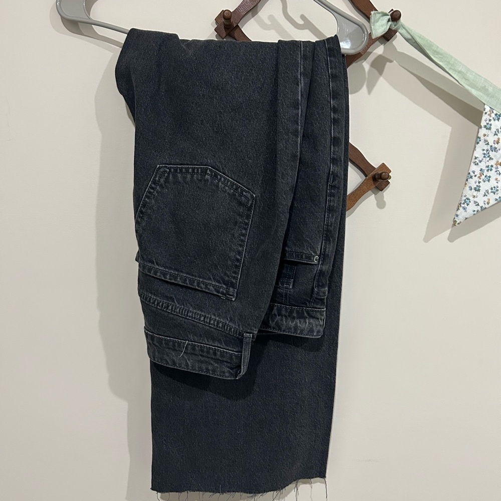 Old navy raw hem extra high rise wide leg jean